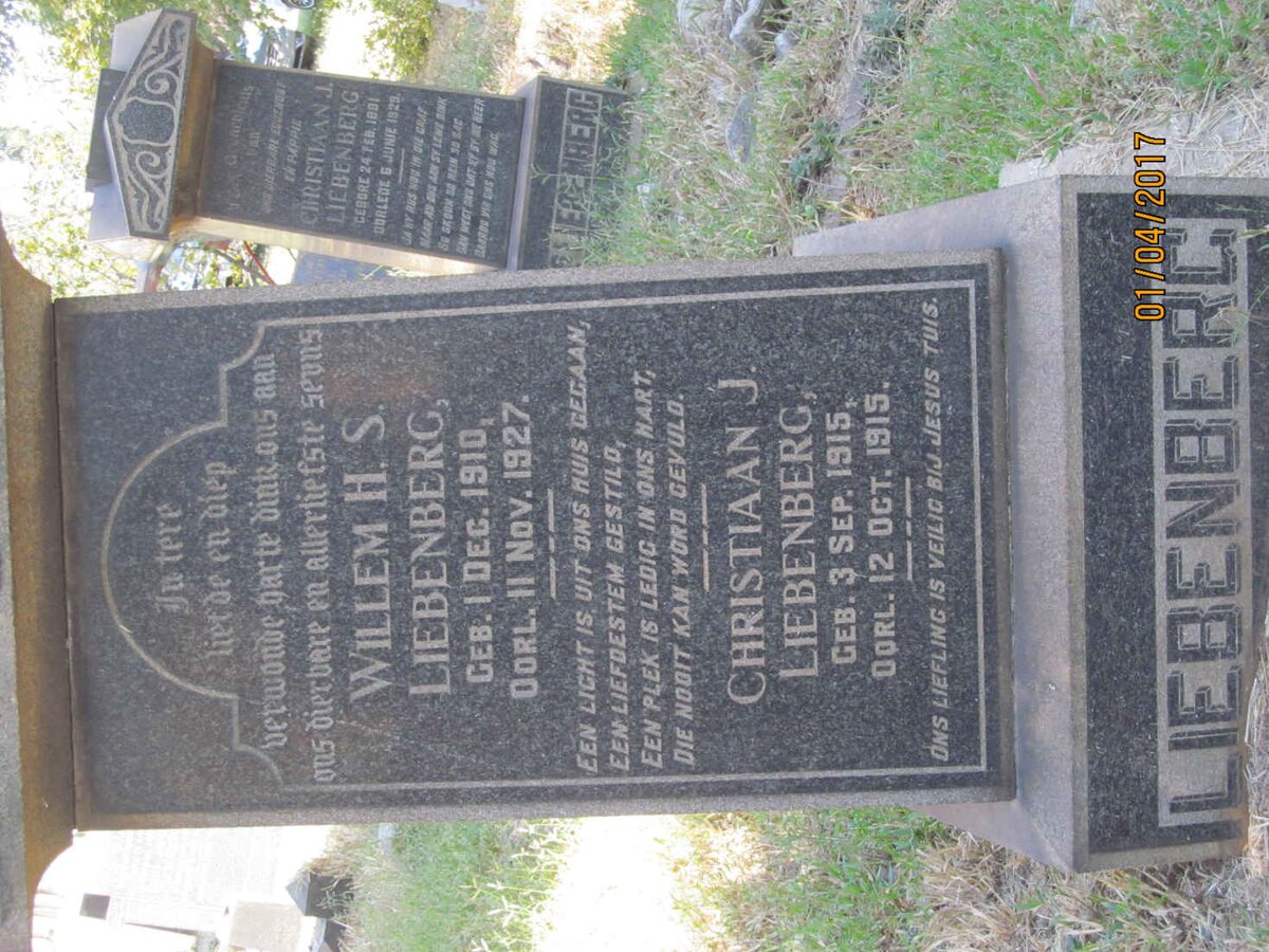 LIEBENBERG Willem H.S. 1910-1927 :: LIEBENBERG Christiaan J. 1915-1915