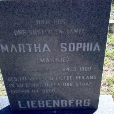 LIEBENBERG Martha Sophia ?-1989