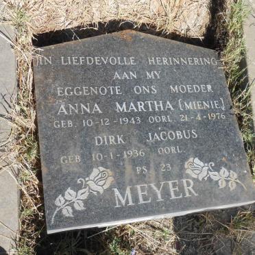 MEYER Dirk Jacobus 1936- &amp; Anna Martha MIENIE 1943-1976