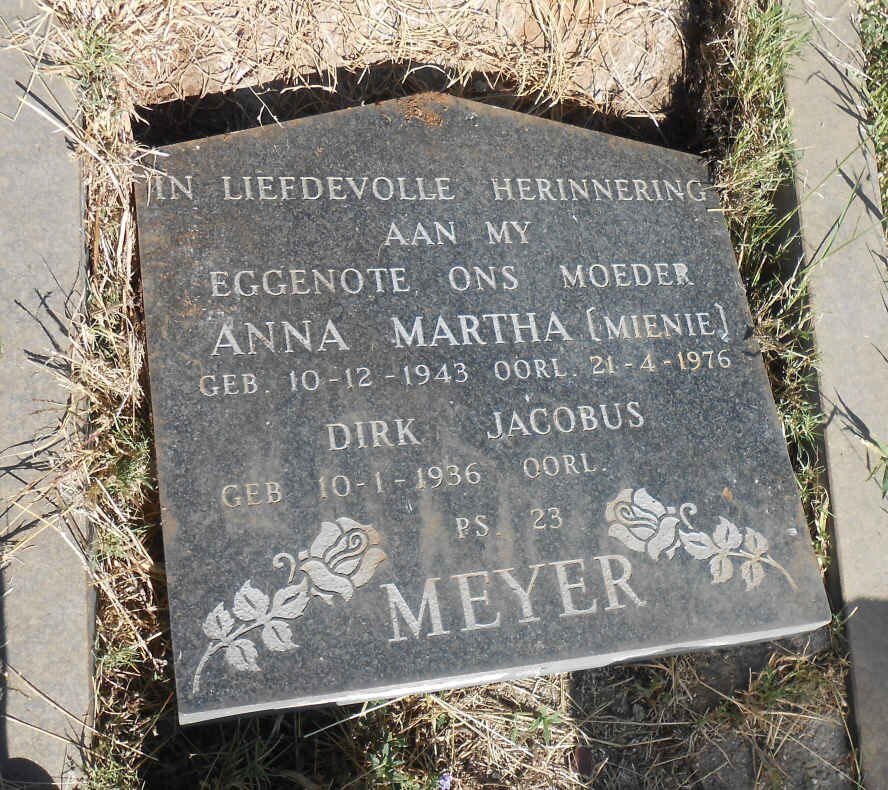 MEYER Dirk Jacobus 1936- &amp; Anna Martha MIENIE 1943-1976