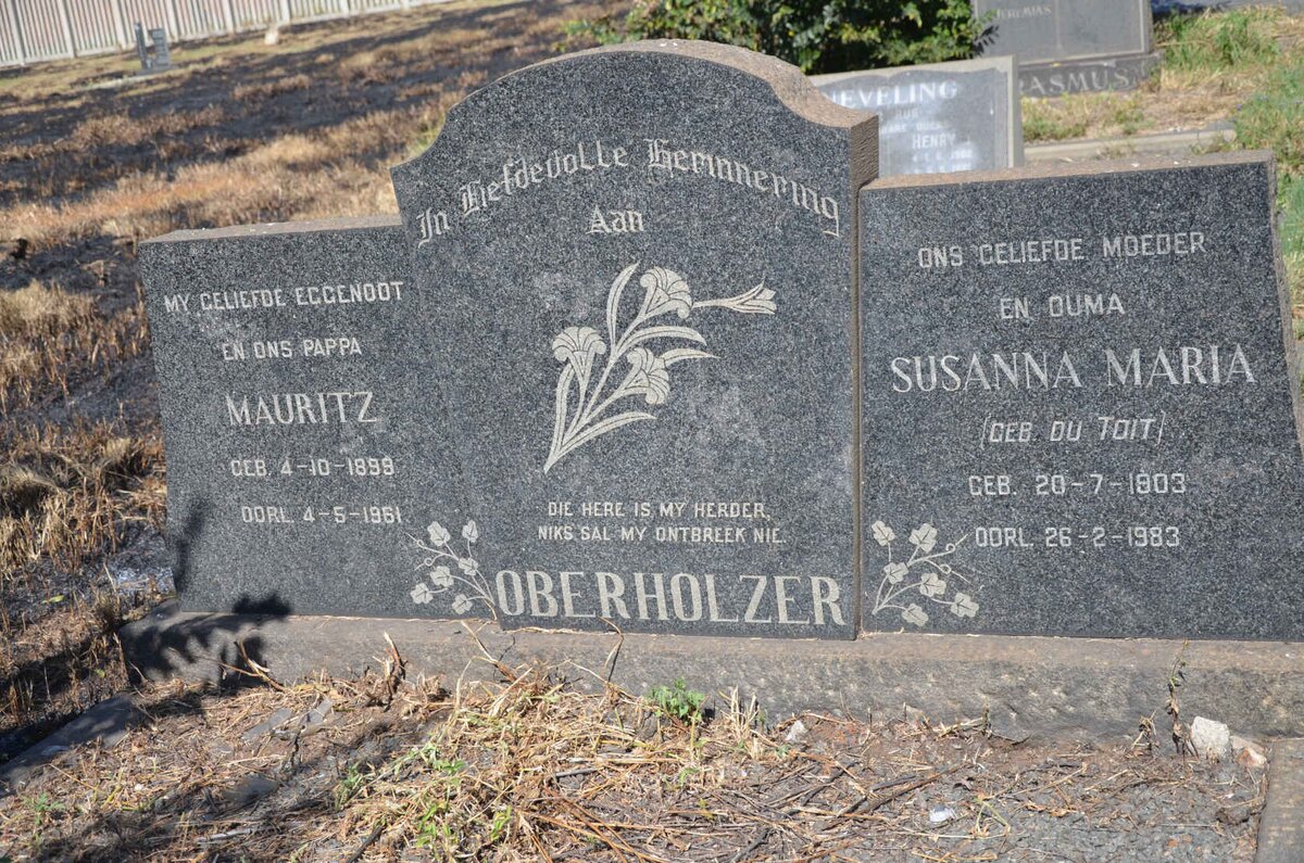 OBERHOLZER Mauritz 1899-1961 &amp; Susanna Maria DU TOIT 1903-1983