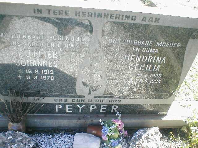PEYPER Gotlieb Johannes 1919-1978 &amp; Hendrina Cecilia 1920-1994
