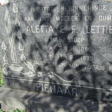 PIENAAR Aletta E.F. nee STOOP 1888-1979
