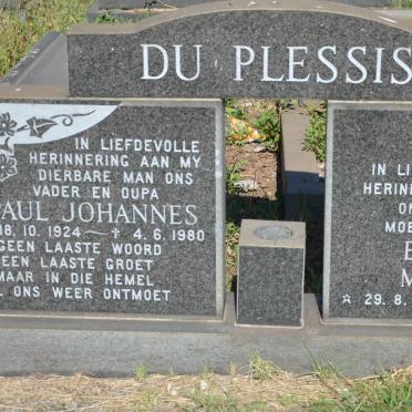 PLESSIS Paul Johannes, du 1924-1980 &amp; Elizabeth Magdalena 1928-2008