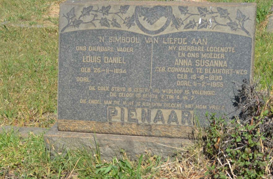 PIENAAR Louis Daniel 1894- &amp; Anna Susanna CONRADIE 1890-1955