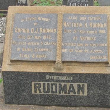 RUDMAN Matthew H. -1910 &amp; Sophia D.J. -1942