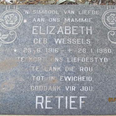 RETIEF Elizabeth nee WESSELS 1916-1980