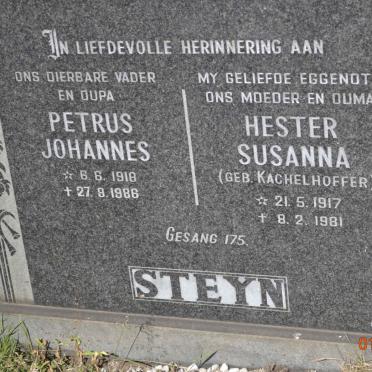 STEYN Petrus Johannes 1918-1986 &amp; Hester Susanna KACHELHOFFER 1917-1981