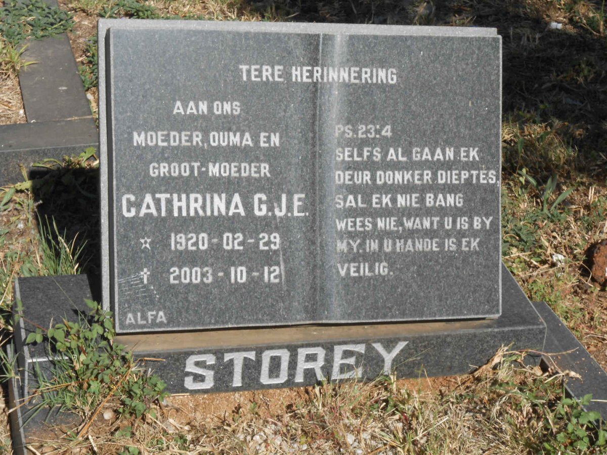 STOREY Cathrina G.J.E. 1920-2003
