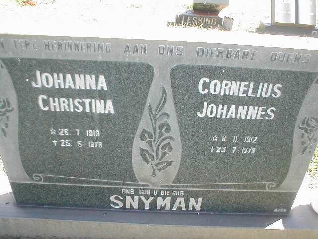 SNYMAN Cornelius Johannes 1912-1978 &amp; Johanna Christina 1919-1978
