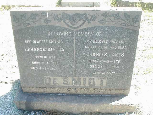 SMIDT Charles James, de 1879-1953 &amp; Johanna Aletta DE WET 1889-1967