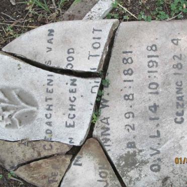 TOIT Johanna W., du 1881-1918