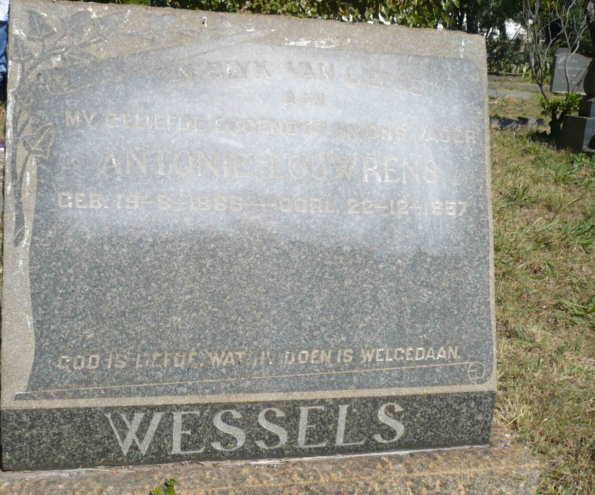 WESSELS Antonie Louwrens 1886-1957
