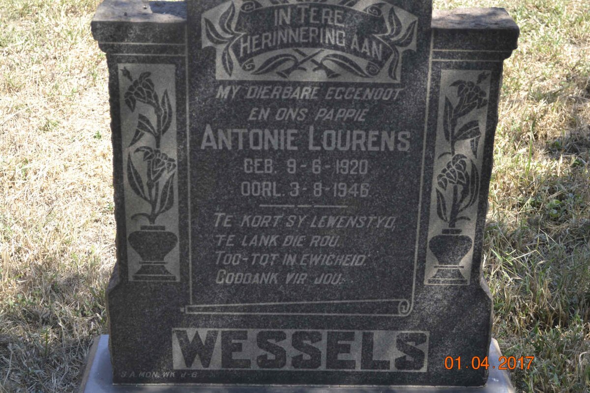 WESSELS Antonie Lourens 1920-1946