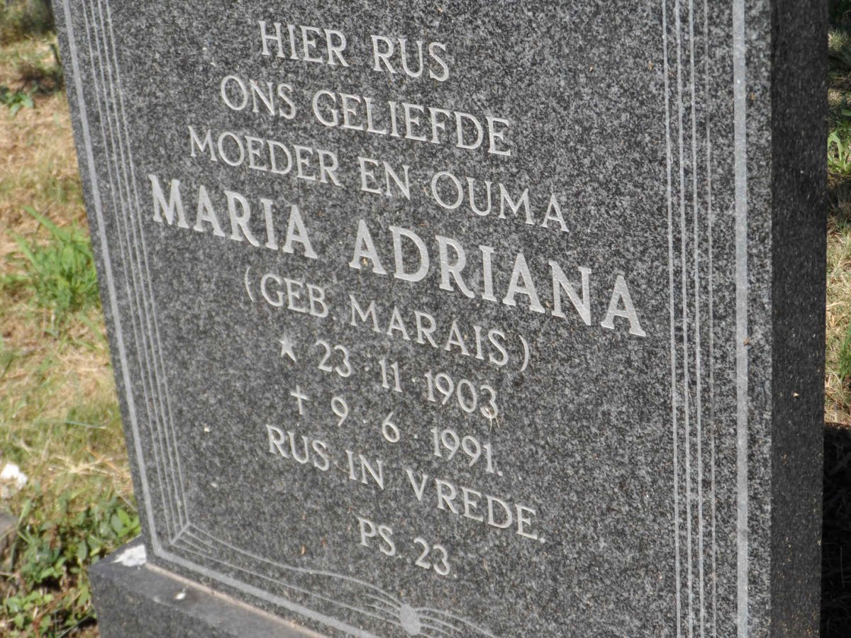 ? Maria Adriana nee MARAIS 1903-1991
