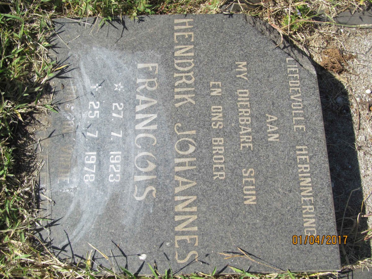 ? Hendrik Johannes Francois 1923-1978