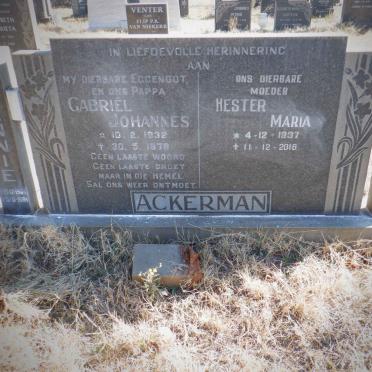 ACKERMAN Gabriël Johannes 1932-1979 &amp; Hester Maria 1937-2016 :: ACKERMAN Hannie 1964-1984 :: ACKERMAN Gawie 1968-1987