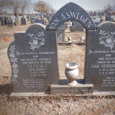 ASWEGEN Izak Gerhardus, van 1912-1997 &amp; Cecilia J. HERBST 1914-1976