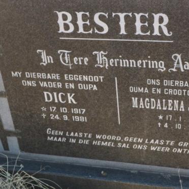 BESTER Dick 1917-1981 &amp; Magdalena Johanna 1920-2012