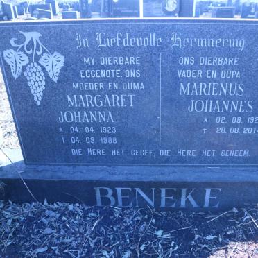 BENEKE Marienus Johannes 1924-2014 &amp; Margaret Johanna 1923-1988