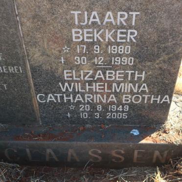BEKKER Tjaart Stephanus 1923-1975 &amp; Elizabeth Wilhelmina Catharina 1918-
