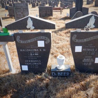 BEER Petrus J., de 1939-2003 &amp; Magdalena K.M. 1939-2014 :: DE BEER Hermanus Vangswain 1961-1984