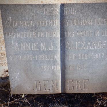BENCKE Alexander 1908-1963 &amp; Annie M.J. 1905-1972