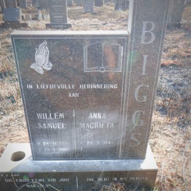 BIGGS Willem Samuel 1937-2002 &amp; Anna Magrieta 1943-