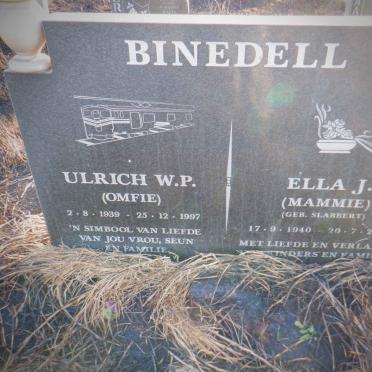 BINEDELL Ulrich W.P. 1939-1997 &amp; Ella J. SLABBERT 1940-2004