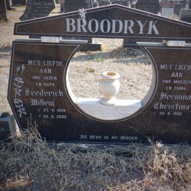 BROODRYK Frederick Willem 1934-2005 &amp; Hermina Christina 1936-