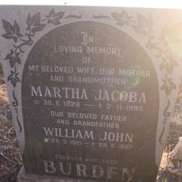 BURDEN William John 1921-1987 &amp; Martha Jacoba 1928-1985