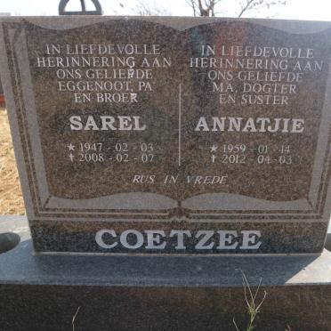 COETZEE Sarel 1947-2008 &amp; Annatjie 1959-2012