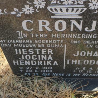 CRONJÉ Johannes Theodorus 1919-1986 &amp; Hester Jocina Hendrika 1918-1980