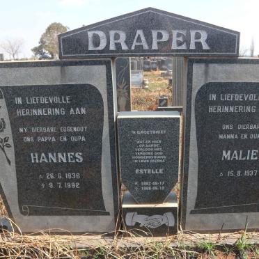 DRAPER Hannes 1936-1992 &amp; Malie 1937- :: DRAPER Estelle 1962-1998