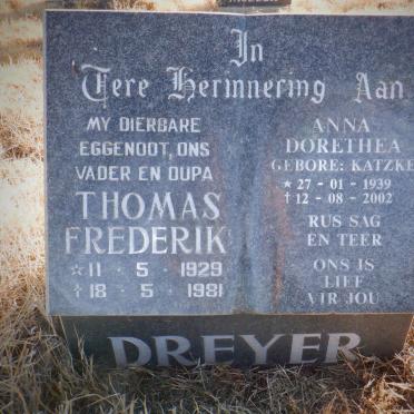 DREYER Thomas Frederik 1929-1981 &amp; Anna Dorethea KATZKE 1939-2002