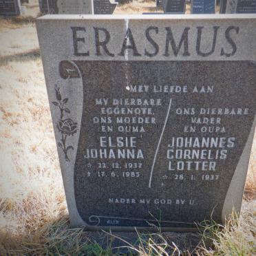 ERASMUS Johannes Cornelis Lotter 1937- &amp; Elsie Johanna 1937-1985