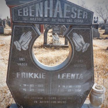 EBENHAESER Frikkie 1913-1994 &amp; Leenta 1918-1994
