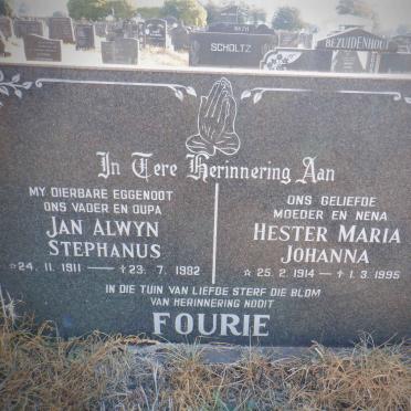 FOURIE Jan Alwyn Stephanus 1911-1982 &amp; Hester Maria Johanna 1914-1995