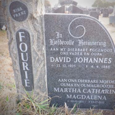 FOURIE David Johannes 1925-1985 &amp; Martha Catharina Magdalena 1931-2012