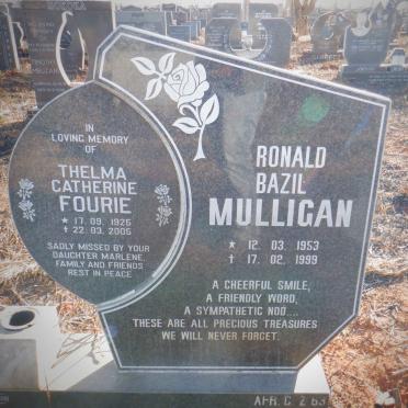 FOURIE Thelma Catherine 1925-2005 :: MULLIGAN Ronald Basil 1953-1999