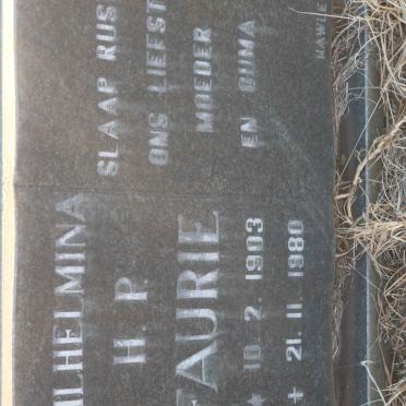 FAURIE Wilhelmina H.P. 1903-1980