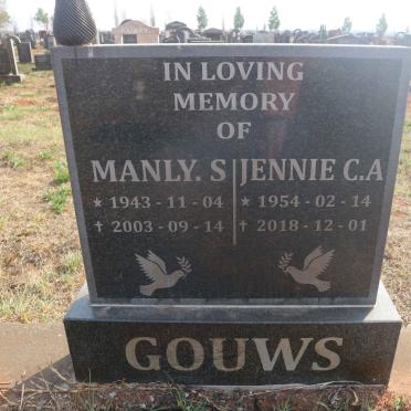 GOUWS Manly S. 1943-2003 &amp; Jennie C.A. 1954-2018