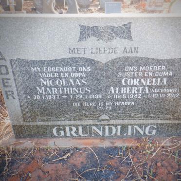 GRUNDLING Nicolaas Marthinus 1937-1998 &amp; Cornelia Alberta FOURIE 1942-2012