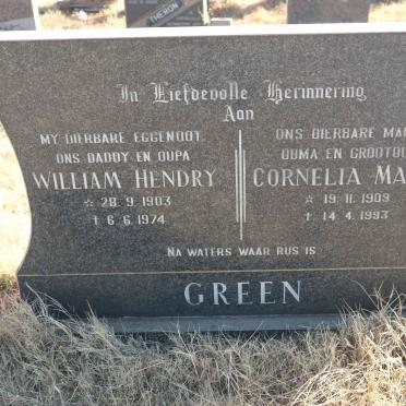 GREEN William Hendry 1903-1974 &amp; Cornelia Maria 1909-1993