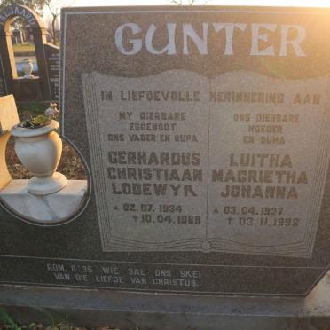 GUNTER Gerhardus Christiaan Lodewyk 1934-1989 &amp; Luitha Magrietha Johanna 1937-1998