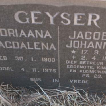 GEYSER Jacobus Johannes 1901-1979 &amp; Adriaana Magdalena 1900-1975