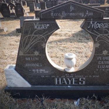 HAYES Willem Johannes 1935-1985 &amp; Petronella Catherina Elizabeth 1942-