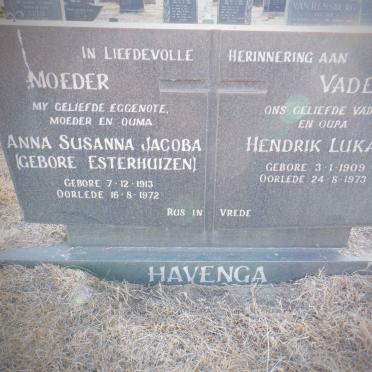 HAVENGA Hendrik Lukas 1909-1973 &amp; Anna Susanna Jacoba ESTERHUIZEN 1913-1972