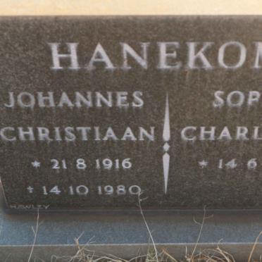 HANEKOM Johannes Christiaan 1916-1980 &amp; Sophia Charlotta 1926-
