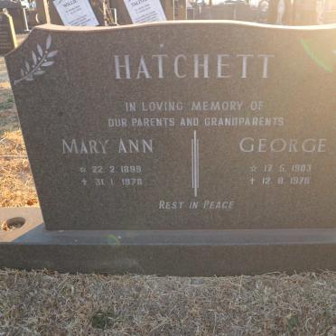 HATCHETT George 1903-1978 &amp; Mary Ann 1899-1978